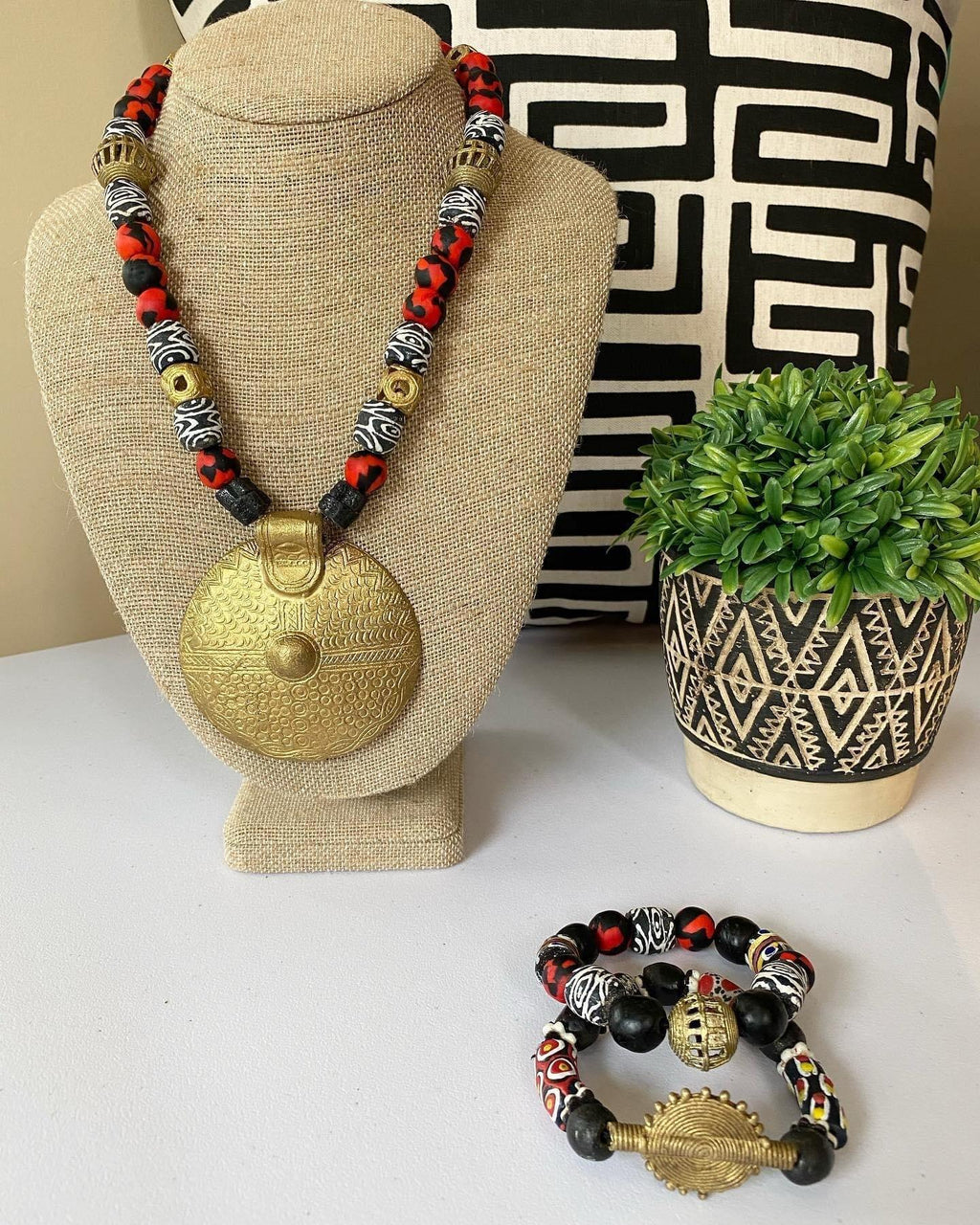 African Brass Bead Necklace - Audaciously African